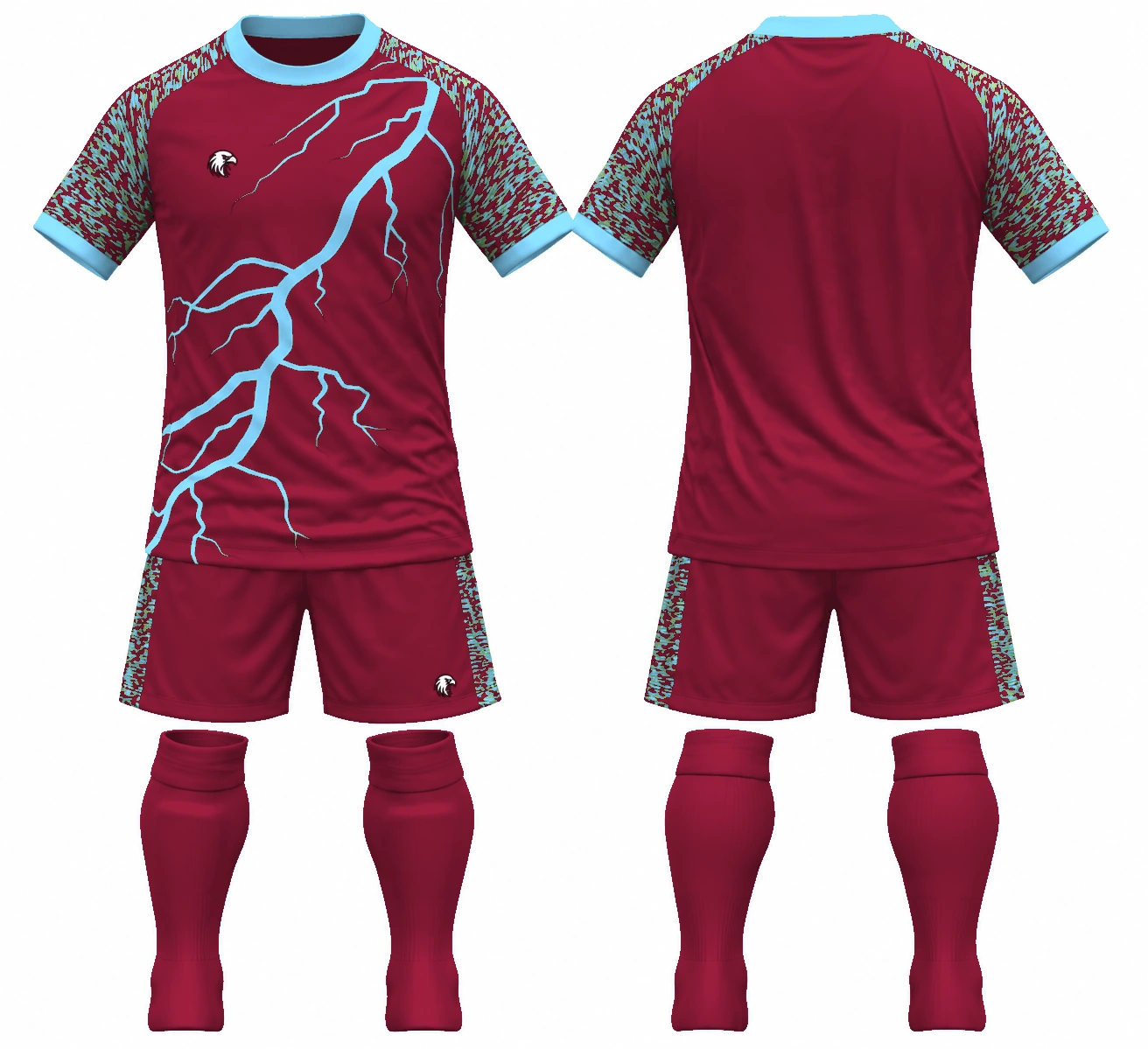 Lightning Maroon / Sky full kit
