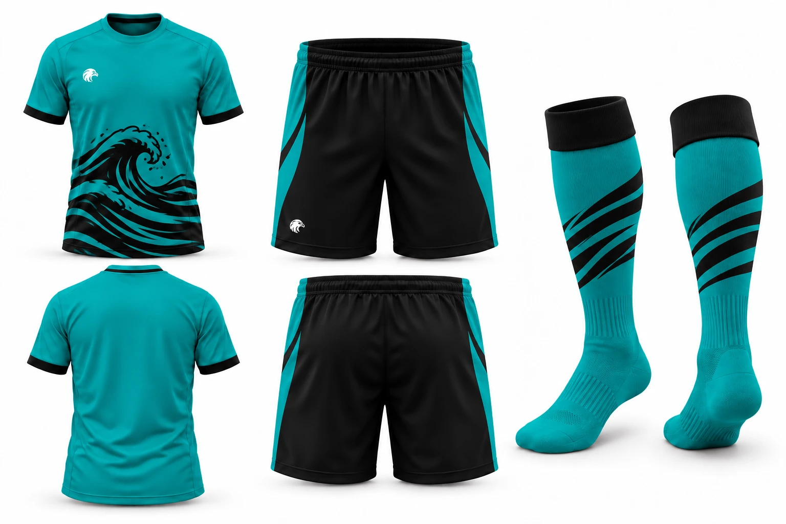 Tide Teal / Black full kit — approved design reference