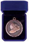 Power Boot Football Medal & Box front view