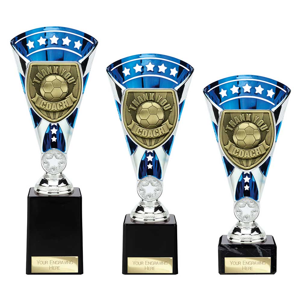 Cobra Star Football — Blue — Thank You Coach front view